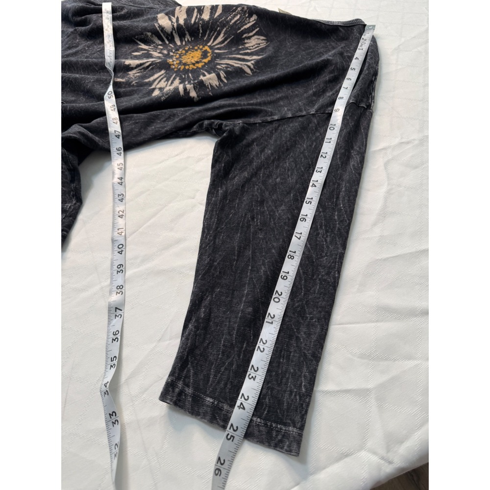 Jess & Jane Black Mineral Washed Daisy Tunic Top Womens Large Boho Lagenlook - Picture 11 of 11